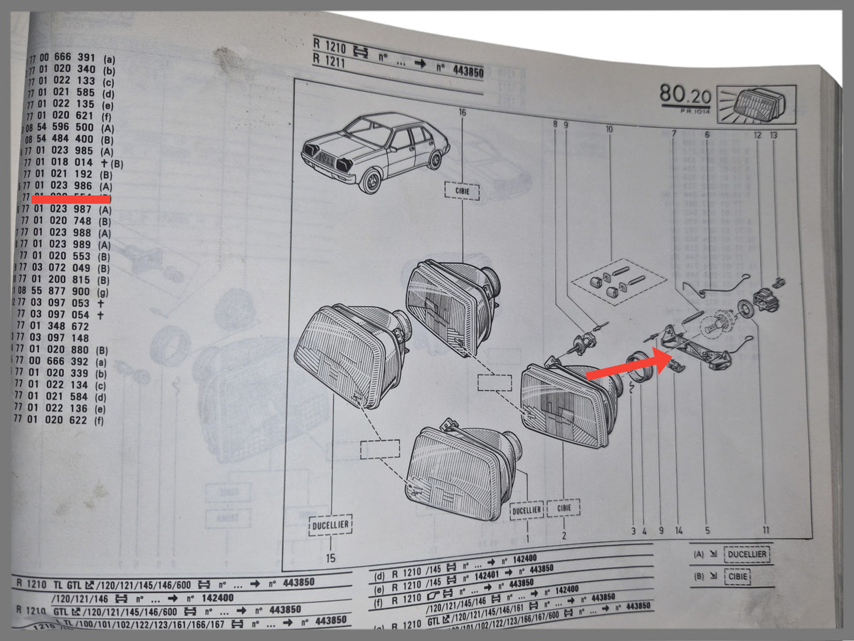 Scheinwerferbefestigung - Renault 14 - OEM 7701023986