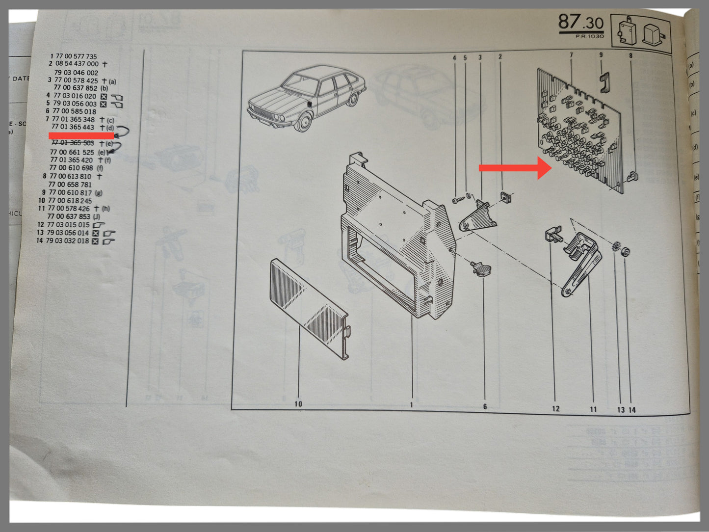 Printplaat met zekeringen - Renault 30 - OEM 7701365443