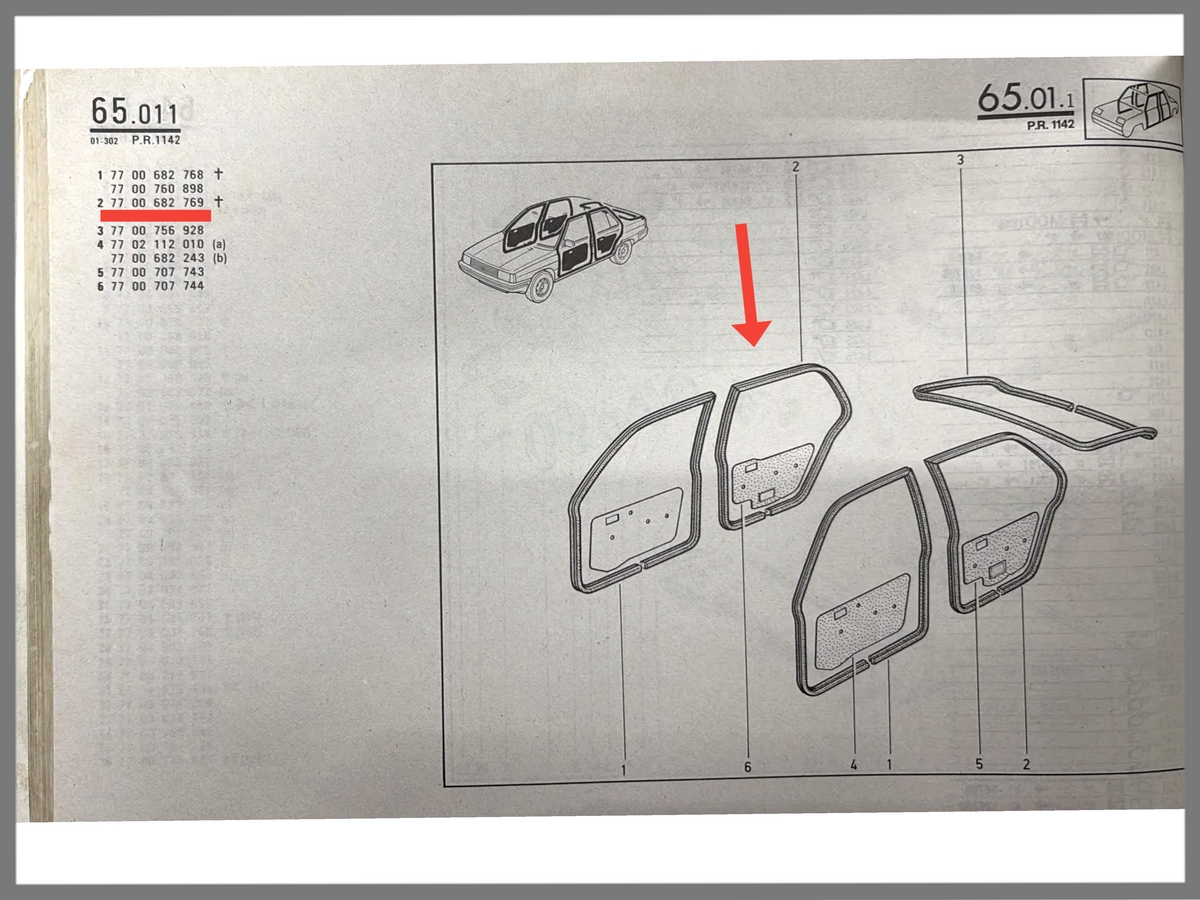 Junta de puerta trasera derecha - Renault 9 - OEM 7700682769