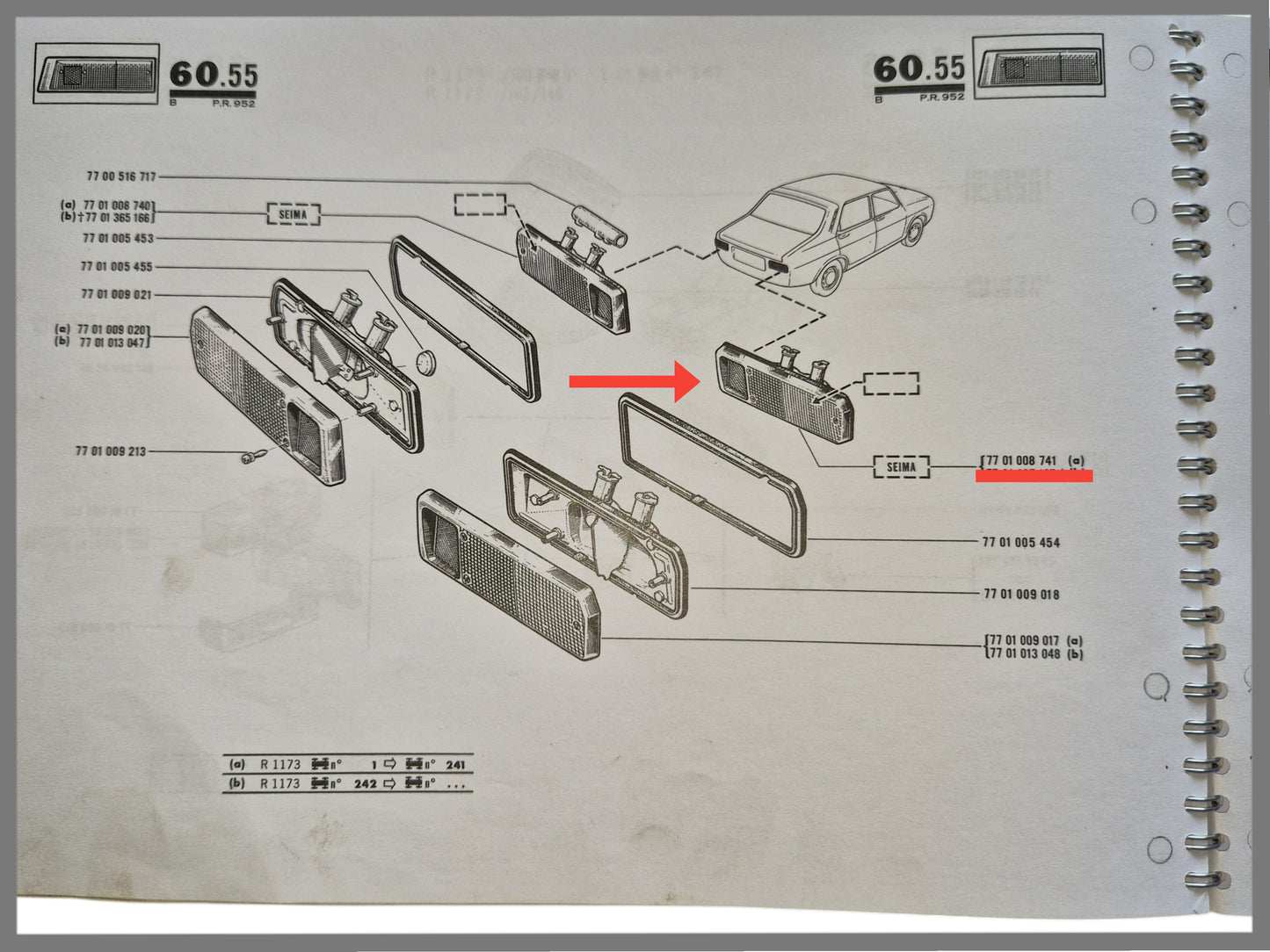 Achterlichtunit met glas - Renault 12 - OEM 7701008741.