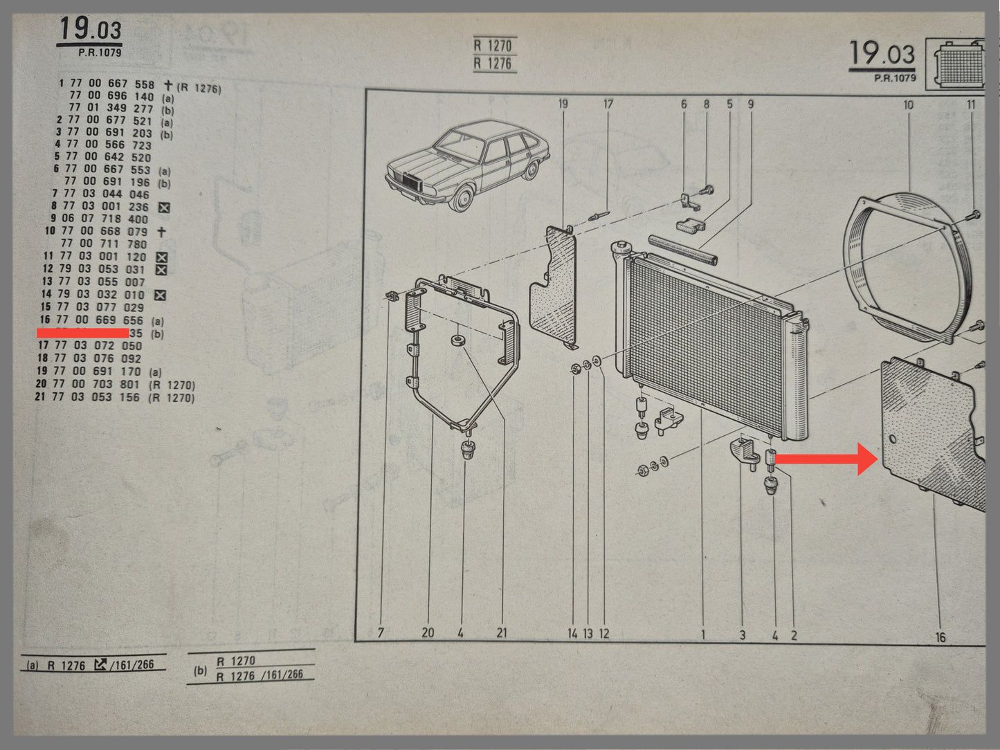 Cover plate - Renault 20 - Renault 30 - OEM 7700669656