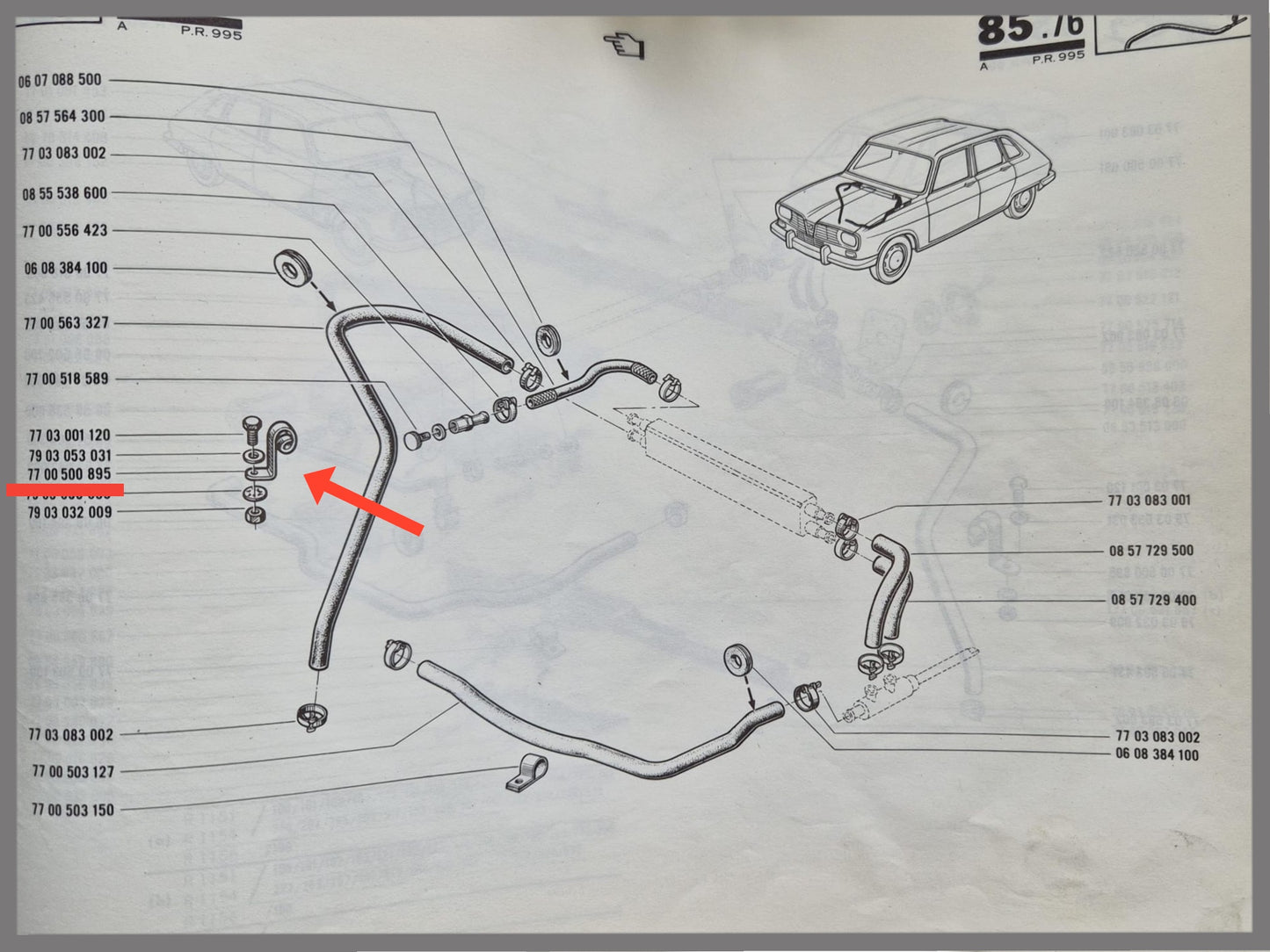 Slang-geleider - Renault 16 - OEM 7700500895