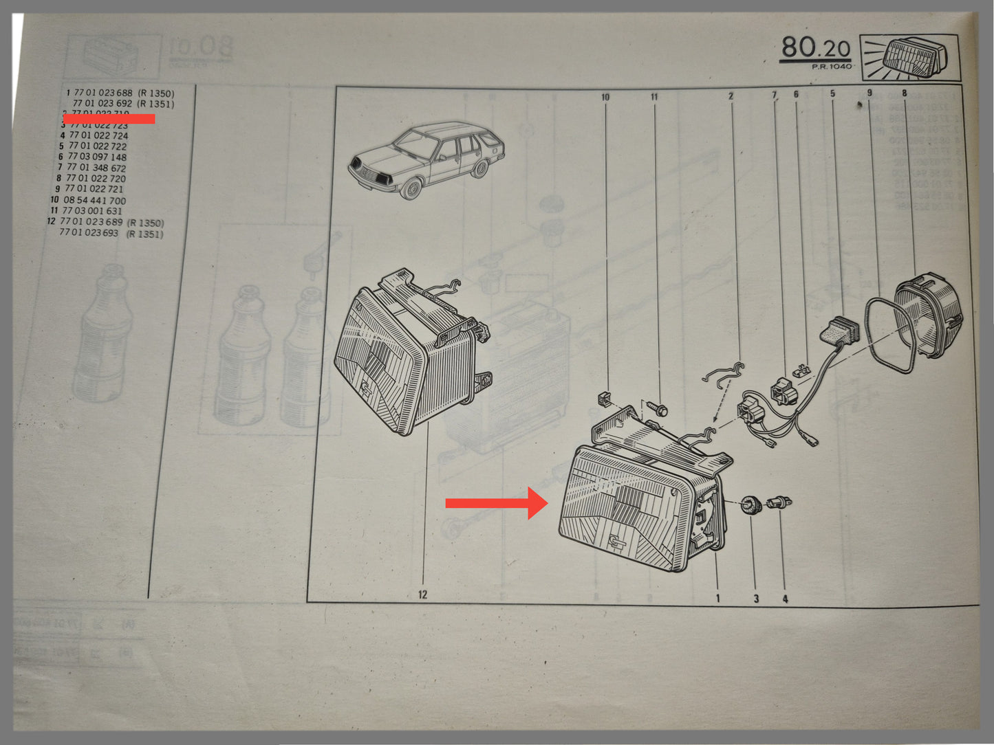Koplamp H4 Kangeroo links - Renault 18 Break - OEM 7701023692