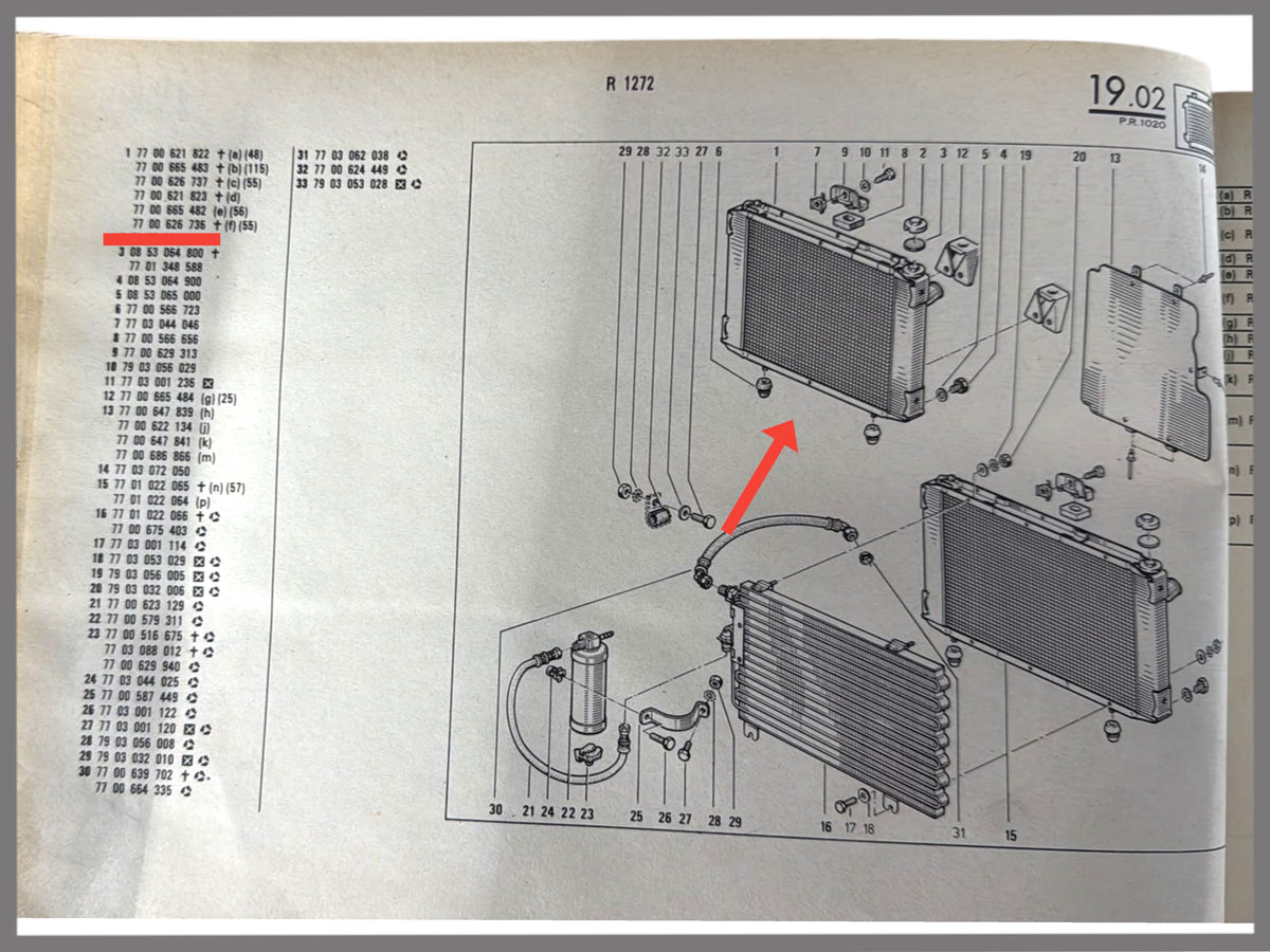 Kühler – Renault 20 (1272) – OEM 7700621822