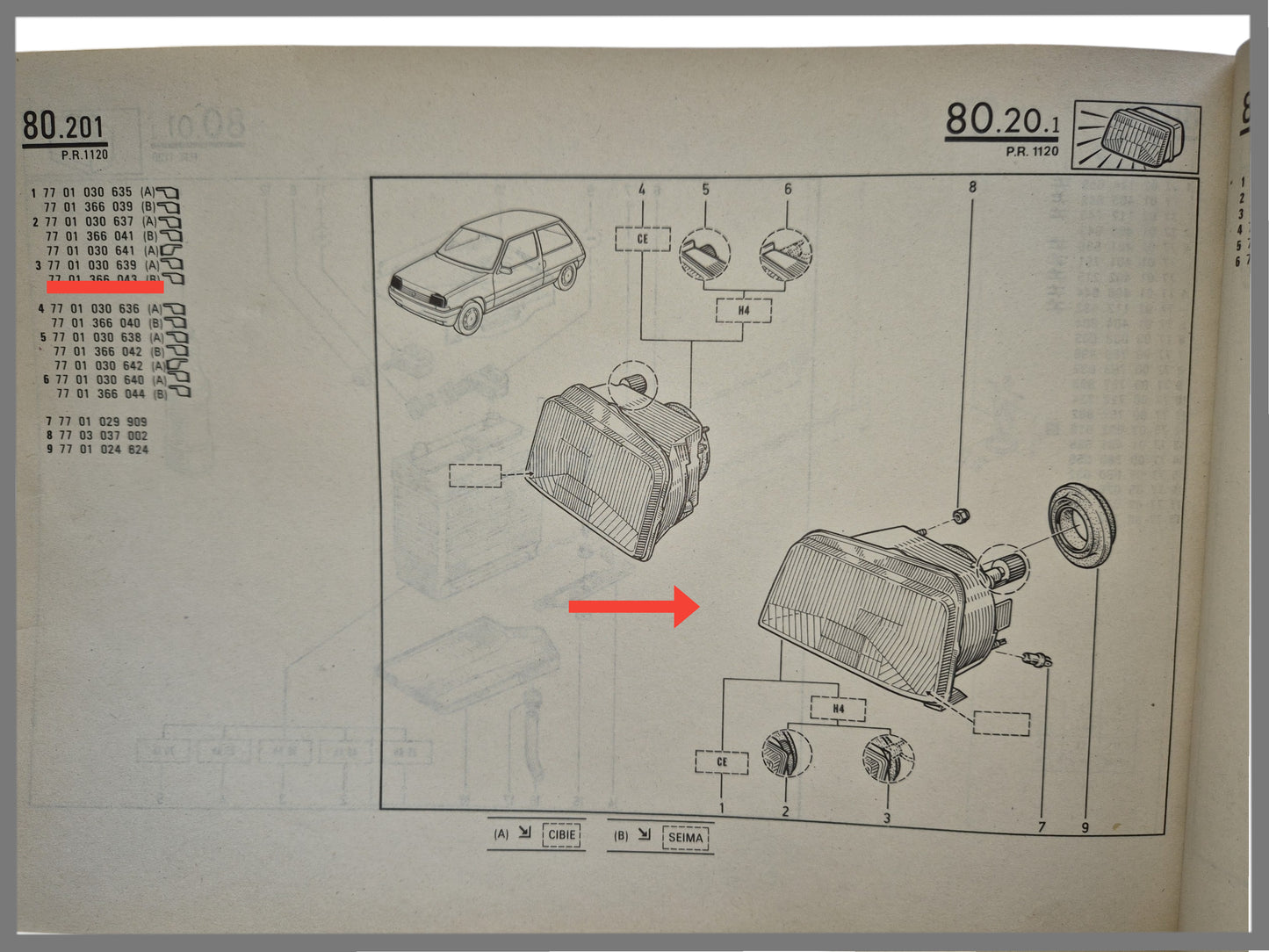 Koplamp H4 Links - Renault 5 Super 5 - OEM 7701030639