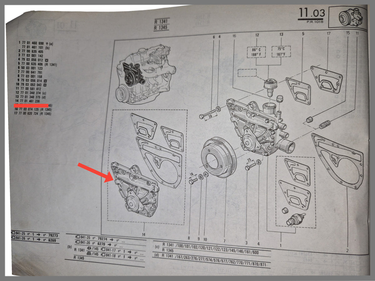 Waterpomp - Renault 18 - Renault Fuego - OEM 7701461236