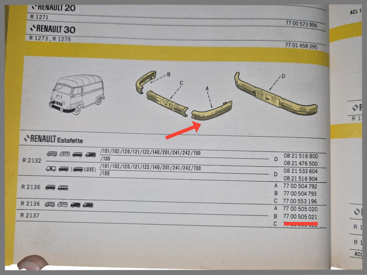 Stoßstangenteil vorne links - Renault Estafette - OEM 7700505021