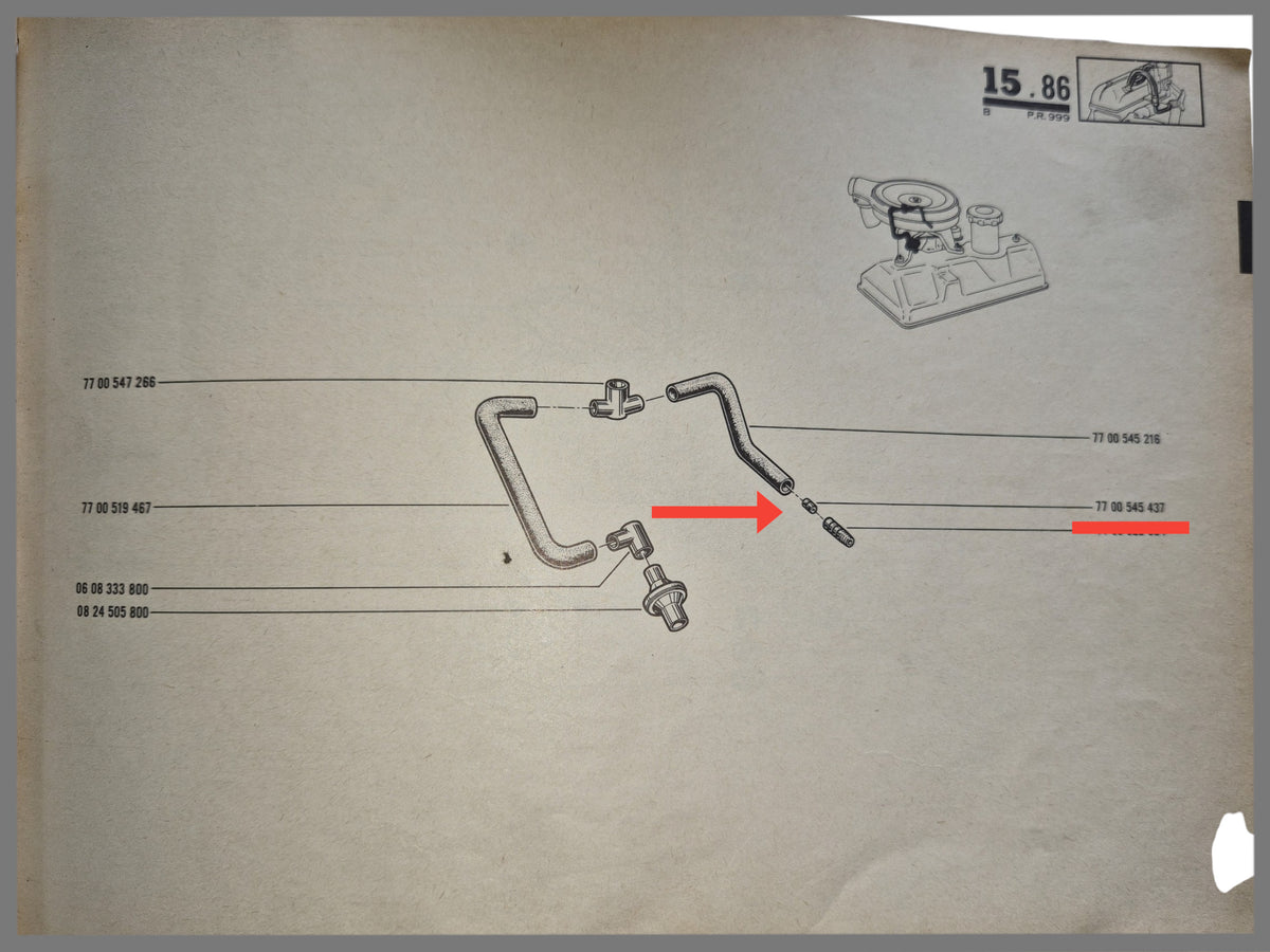 Venturi-Luftschlauchvergasung (Außengröße 10 mm, Innengröße 6,5 mm, kleines Loch 1 bis 1,5 mm – Renault 16 – OEM 7700545437 und 7700527836