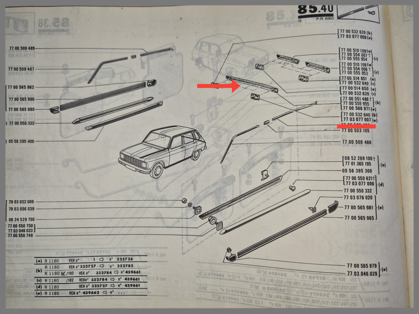 Sierstrip achterklep - Renault 6 - OEM 7700566971