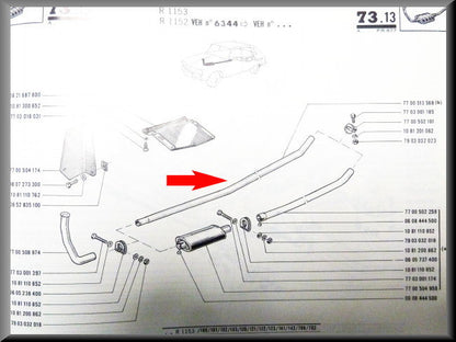 Exhaust pipe – Renault 16 TL – OEM 7700513568