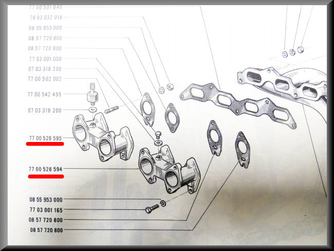 Collecteur d'admission – Renault 12 Gordini – OEM 7700528595 / 7700528594