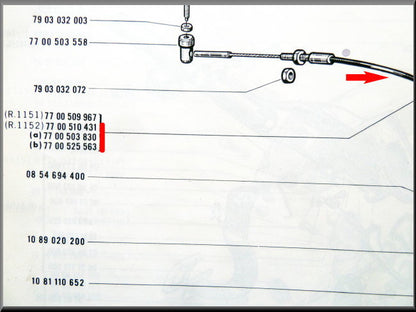 Câble d'accélérateur – Renault 16 TL – OEM 7700510431