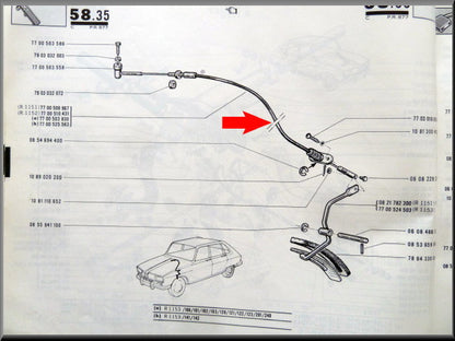Câble d'accélérateur – Renault 16 TL – OEM 7700510431