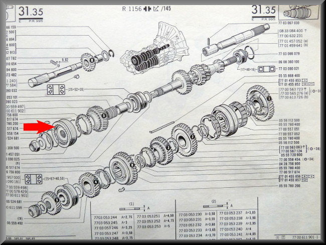 Synchronisation moyeu 5ème vitesse – Renault 16 – OEM 7701457051