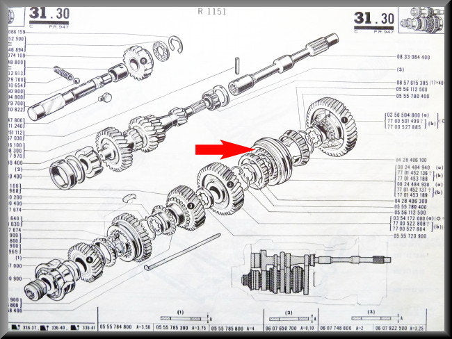 Synchroniseur de 1ère et 2ème vitesse (27 dents) – Renault 16 – Renault 12 - OEM 7701453189 / 7701455853