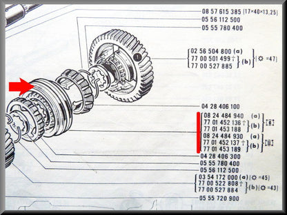 Synchroniseur de 1ère et 2ème vitesse (27 dents) – Renault 16 – Renault 12 - OEM 7701453189 / 7701455853