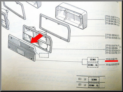 Réflecteur de feu arrière droit SEIMA 20730 – Renault 12 – OEM 7701018775 / 7701019323