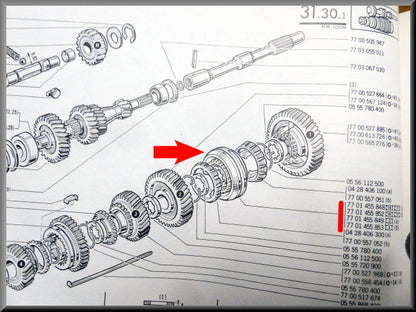 Synchronisatie naaf 1e en 2e versnelling (27 tanden) – Renault 12 – Renault 16 - OEM  7701453189 (27 tanden)