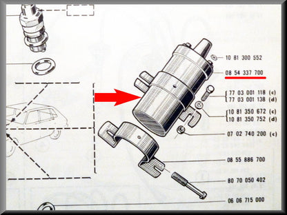 Bobine – Renault 12 – Renault 16 - Renault divers - OEM 7701348252 / 0854337700