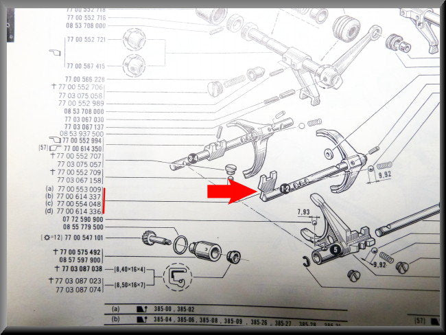 Commutateur 1ère 2ème vitesse (5 rapports) – Renault 16 – OEM 7700553009