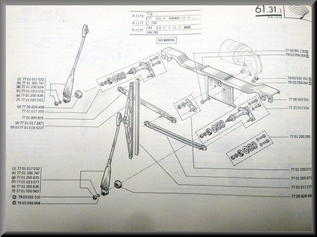 Mécanisme d'essuie-glace (moteur inclus) avant – Renault 12 - Renault 15 - Renault 17