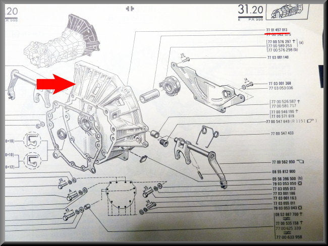 Carter d'embrayage (boîte 4 et 5 vitesses) – Renault 16 – OEM 7701457013