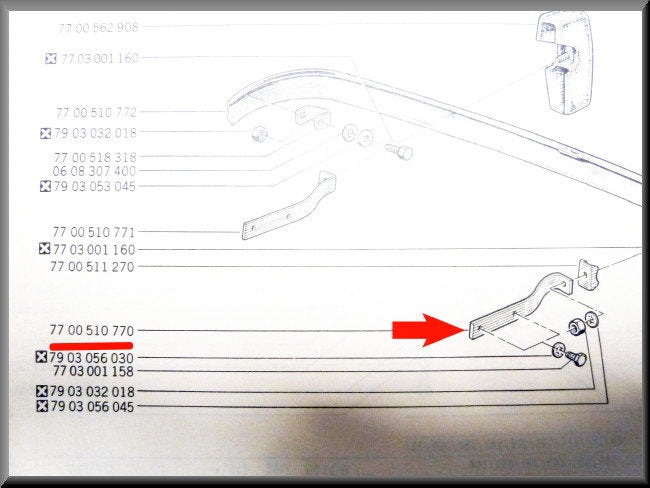 Support de pare-chocs arrière gauche – Renault 12 – OEM 7700510770