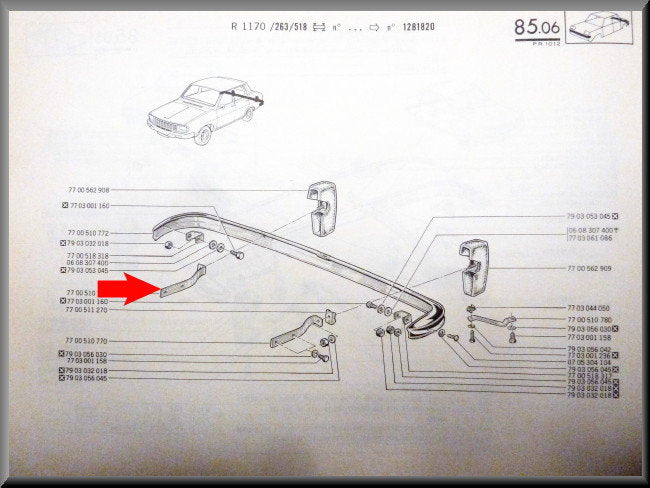 Bumpersteun rechts achter – Renault 12 – OEM 7700510771
