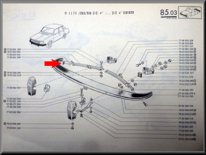 Bumpersteun voorzijde rechts – Renault 12 – OEM 7700561258