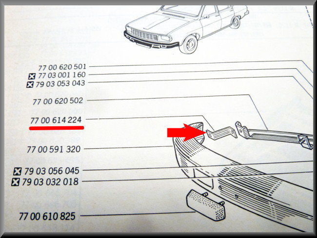 Support pare-chocs avant droit – Renault 12 – OEM 7700614224