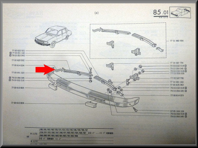 Support pare-chocs avant droit – Renault 12 – OEM 7700614224