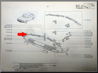 Support pare-chocs avant droit – Renault 12 – OEM 7700614224
