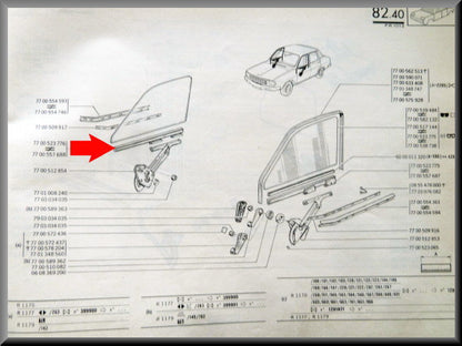 Ruitprofiel voorzijde rechts – Renault 12 – OEM 7700557688