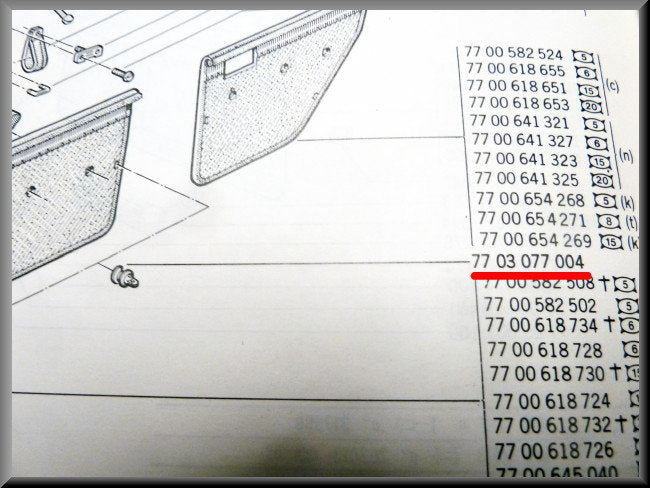 Trim panel retaining clip – Renault 12 – Renault 16 - Renault 10 - OEM 7703077004