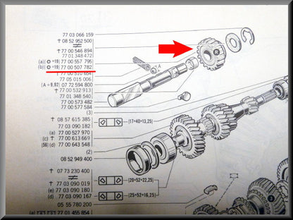 Tandwiel achteruit (19 tanden) – Renault 12 –  Renault 16 - OEM 7700507782