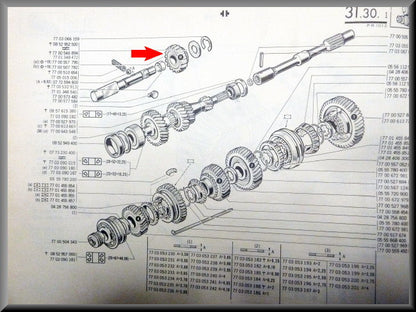 Tandwiel achteruit (19 tanden) – Renault 12 –  Renault 16 - OEM 7700507782