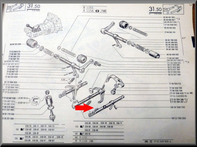 Axe pignon de marche arrière – Renault 16 – FEO 7701504266
