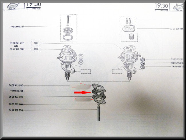 Isolatieplaatje benzinepomp – Renault 12 Gordini – Renault 16 - Renault 18 - Renault 20 OEM 7700503781
