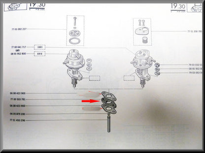 Isolatieplaatje benzinepomp – Renault 12 Gordini – Renault 16 - Renault 18 - Renault 20 OEM 7700503781