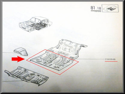 Plaque de plancher arrière – Renault 12 – OEM 7700570435