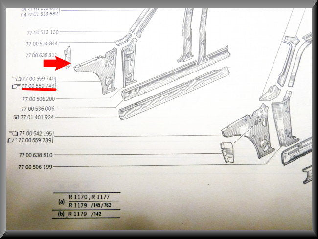 Binnenplaat A stijl rechts – Renault 12 – OEM 7700559740