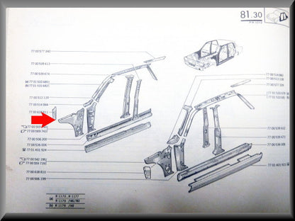Binnenplaat A stijl rechts – Renault 12 – OEM 7700559740