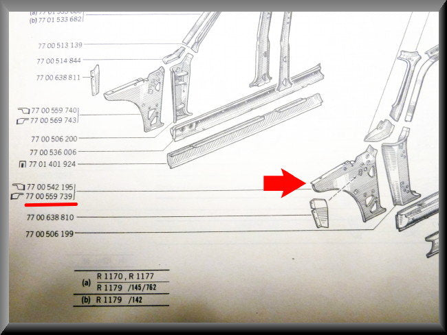 Binnenplaat A stijl links – Renault 12 – OEM 7700542195