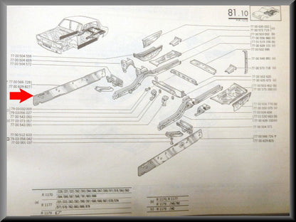 Langsbalk binnenzijde rechts – Renault 12 – OEM 7700629827