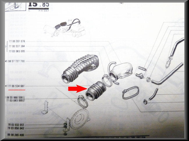 Harmonica en caoutchouc du filtre à air – Renault 16 – OEM 7700534661