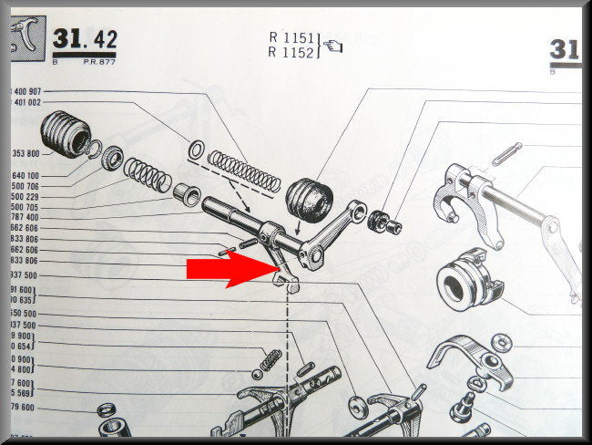 Fourchette de sélection centrale (4 vitesses) – Renault 16