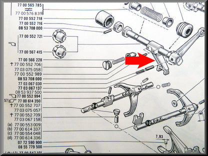 Fourchette de commande centrale (BV5) – Renault 16