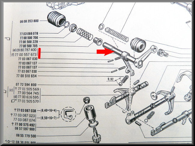 Biellette de commande de boîte (5 vitesses) – Renault 16 – OEM 7700557673