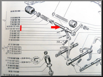 Biellette de commande de boîte (5 vitesses) – Renault 16 – OEM 7700557673
