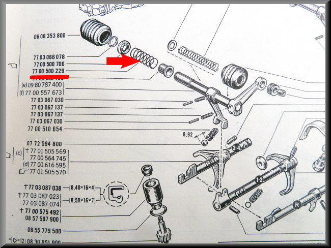 Gearbox spring (4-speed) – Renault 16 – OEM 7700500229